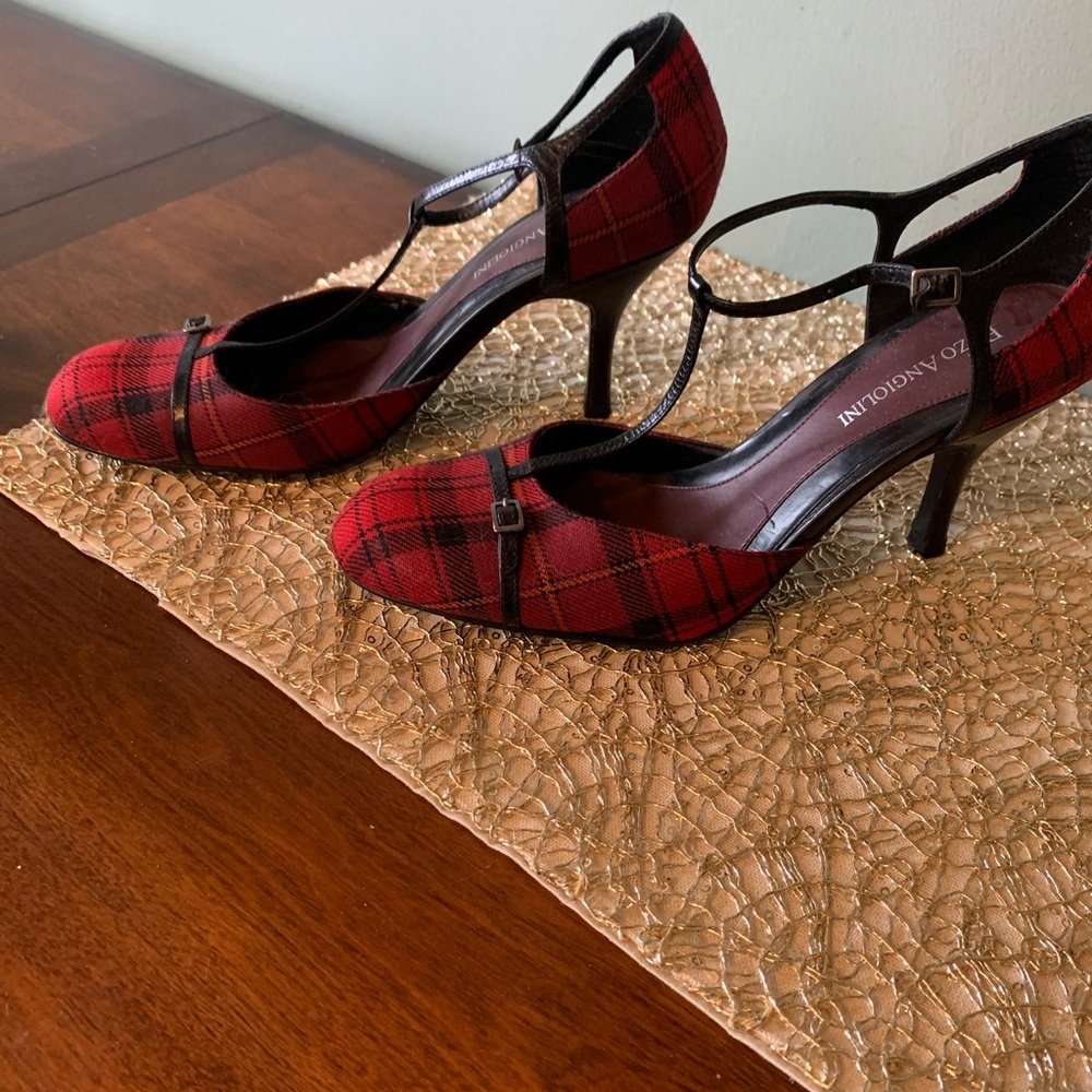 Enzo Angiolini Red and Black Heels for Formal Occasions.    NEVER WORN.